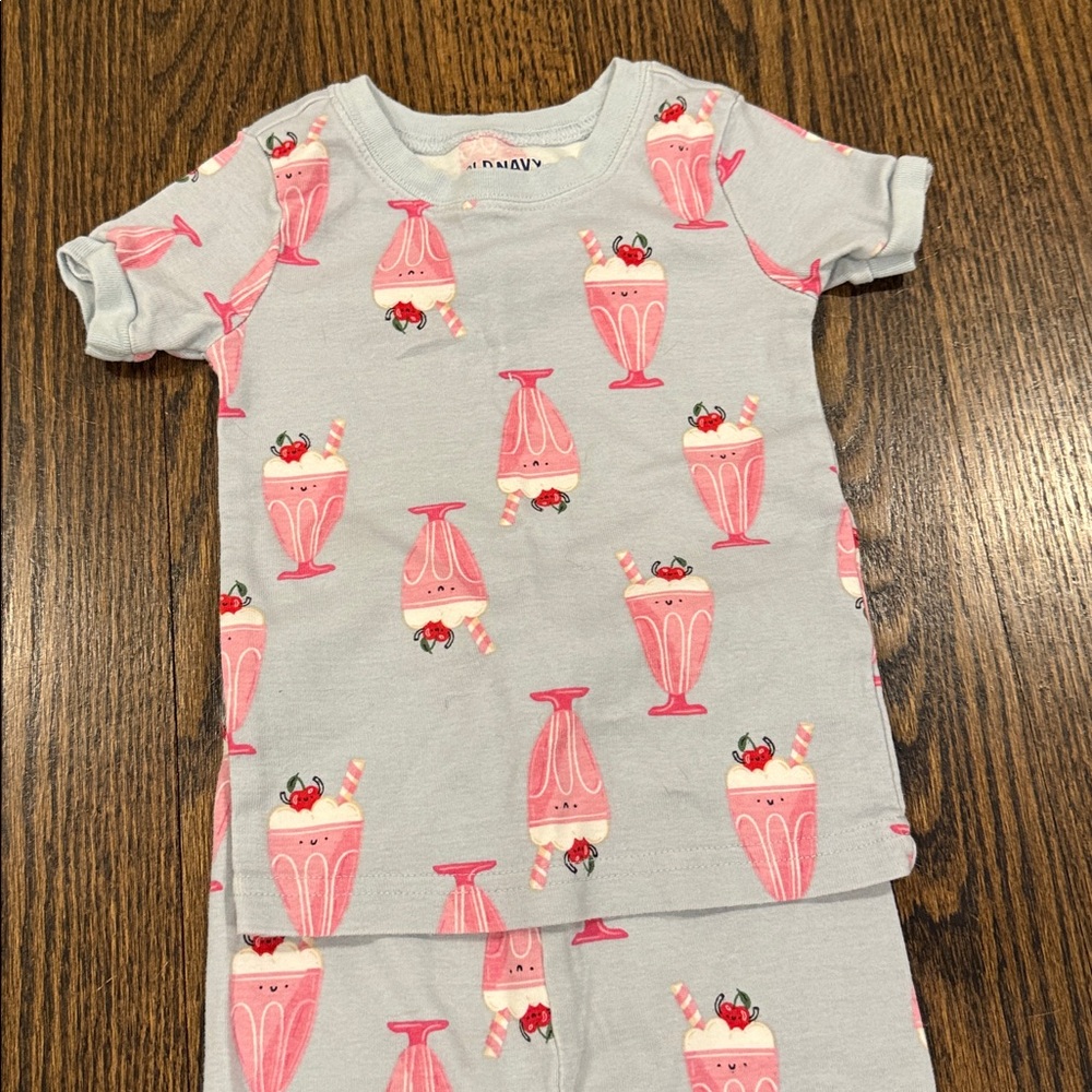 Blue and Pink Milkshake Pajama Set 18-24 Months - Picture 2 of 7